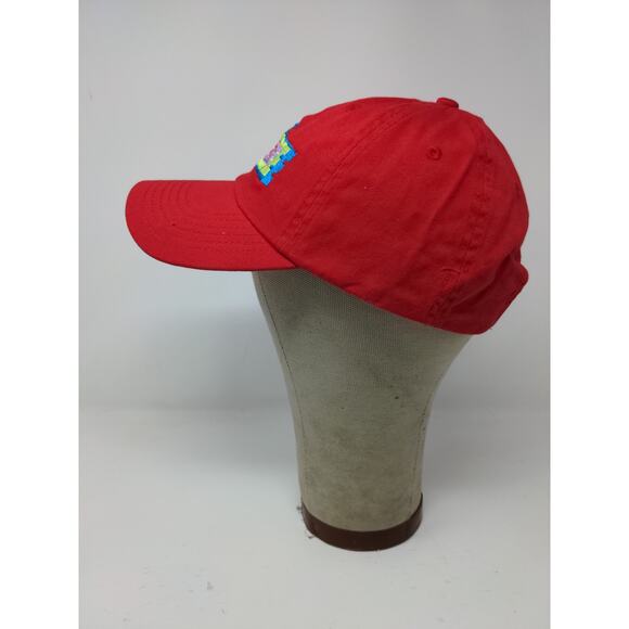Justice Slideback Hat Red Embroidered Spell Out Colorful 100% Cotton - Picture 4 of 9